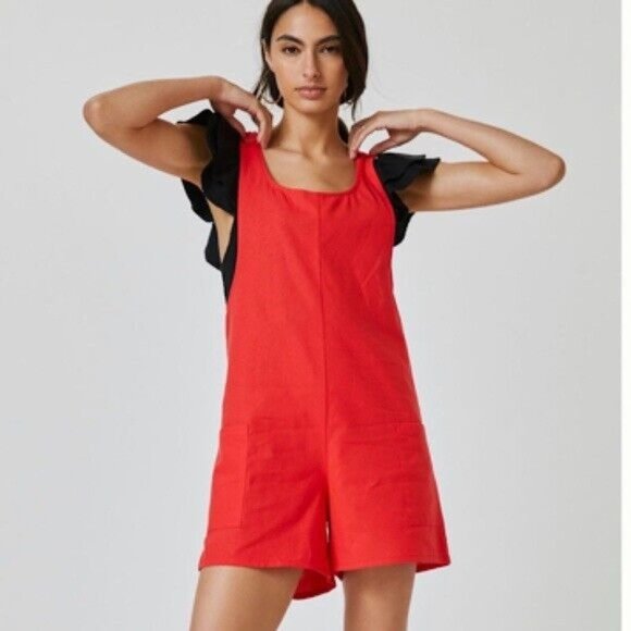 Corey Lynn Calter Pants - Anthropologie Corey Lynn Calter Adeline Romper in Red Size S